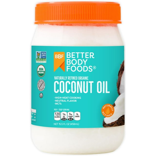 Better Body Foods Organic Coconut Oil, 15.5 Oz | Aceite de Coco Organico, 458 Ml