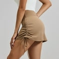 thumbnail image 5 of ClodeEU Womens Ruching Sport Skort,High Waist Running Yoga Shorts with Anti-Slip Lining Khaki,Womens Plus L, 5 of 8