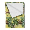 thumbnail image 2 of Watercolor Soft Flannel Fleece Throw Blanket, Leopards in the Jungle Tropical Scene Tree Branches and Leaves, Cozy Plush for Indoor and Outdoor Use, 70" x 90", Yellow Green Pale Yellow, by Ambesonne, 2 of 5