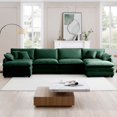 thumbnail image 2 of 155 Inch Oversized Modular Sectional Sofa with 2 Ottomans, U Shaped Sectional Couches with 37" Extra Wide Seat for Huge Person, Comfy Extra Large 4 Seat Sofa Set, Green, 2 of 9