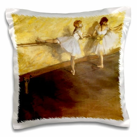 Degas Ballerina Paintings - 3dRose Image of Degas Painting Of Two Ballerinas Practicing - Pillow Case, 16 by 16-inch