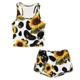 thumbnail image 4 of Xoenoiee Cow Sunflower Print Girls Tankini Swimsuit 2 Piece Bathing Suits with Boyshort, Tween Swimwear Set with Removable Pads for Girls, 10-11 Years, 4 of 7