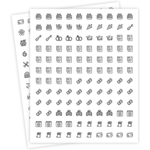 Black and White Productivity Planner Stickers for Adults To Do List Chores Labels 480