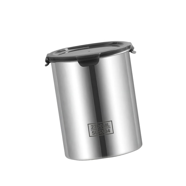 Recipiente hermético de acero inoxidable para almacenar alimentos, ideal para galletas, nueces y cereales. 2700 ml