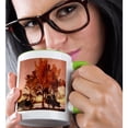 thumbnail image 2 of 3drose, Fall Tree on Riverbank, 15oz Two-tone Green Mug, 2 of 6