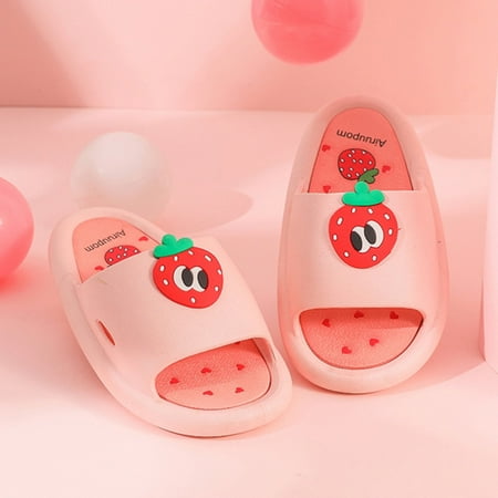 

Cathalem Child Slippers New Children Sandals And Slippers Soft Sole EVA Middle Cushion Cute Fruit Indoor And Slipper for Girls Pink 5.5 Years