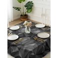 thumbnail image 3 of Black Geometric Suqare Tablecloth - 54 x 54 Inch, Contemporary Minimalism Abstract Pattern Waterproof & StainResistant Tablecloth, Washable Oil-proof Table Cover for Dining/Party/Wedding/Buffet, 3 of 9