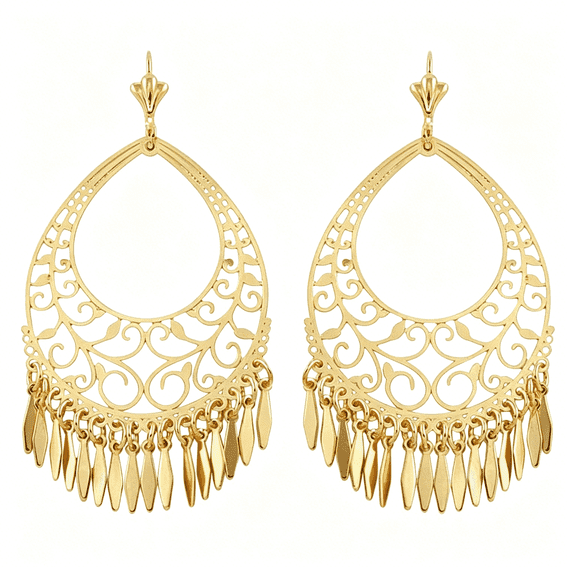 DESIGNICE Gold Chandelier Earrings, Filigree Dangling Jewelry, Hypoallergenic Statement Earrings For Women