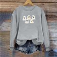 thumbnail image 6 of thefmos Women's Round Neck Halloween Print Pullover Sweatshirt Long Sleeve Solid Color Casual Top Fashion Fall Spooky Season Outfit, Gray L, 6 of 6