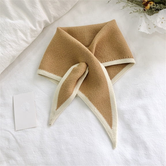 Triangle Neck Scarf for Women, Winter Knit Neck Scarf, Lightweight Warm Shawl Wrap, Y2K Fashion Neck Warmer for Cold Weather, Travel, Outdoor, Daily Wear, Soft Cozy Accessory Khaki