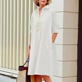 thumbnail image 2 of Kureaily Women Spring Summer Casual Solid Color Lapel Button Long Shirt Dress, 2 of 5