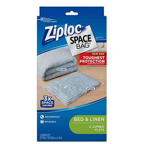 Ziploc Reusable Clothes Storage Bags, 2 Jumbo Vacuum Seal Storage Bags