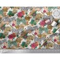 thumbnail image 2 of Soimoi Brown Cotton Duck Fabric Tropical Leaves & Wild Animal Decor Fabric Printed BTY 56 Inch Wide, 2 of 3