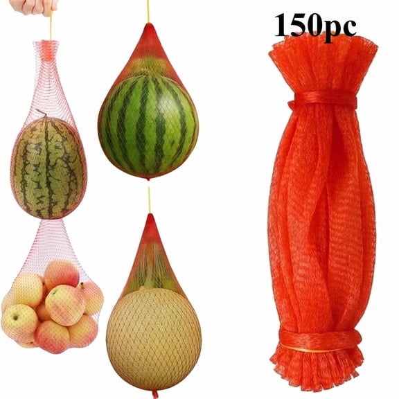 15.7 Inch Heavy Duty Melon Hammock Nets 150 Pcs, Reusable Drawstring Watermelon Honeydew Mesh Bags for Vertical Garden Trellis