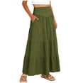 thumbnail image 5 of GUACER Women's High Waisted Tiered Maxi Skirt with Pockets Boho A-Line Flowy Long Skirt Lightweight Summer Swing Skirts, 5 of 8