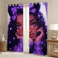 thumbnail image 2 of Black Blackout Curtains Afro Curtains for Living Room 2 Panels 42"Wx63"L,Purple Bow American African Princess Magical Curtains & Drapes,Kawaii Room Decor, 2 of 6