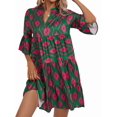 thumbnail image 2 of Womens Loose Fit V Neck Casual Short Dress Summer Flowy Mini Dress Beach 10996 Green M, 2 of 9