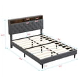thumbnail image 2 of Harper & Bright Designs King Size Platform Bed with Upholstered Headboard, Wood Platform Bed Frame with USB Charging Statione and LED Lights for Bedroom, Dark Gray, 2 of 3
