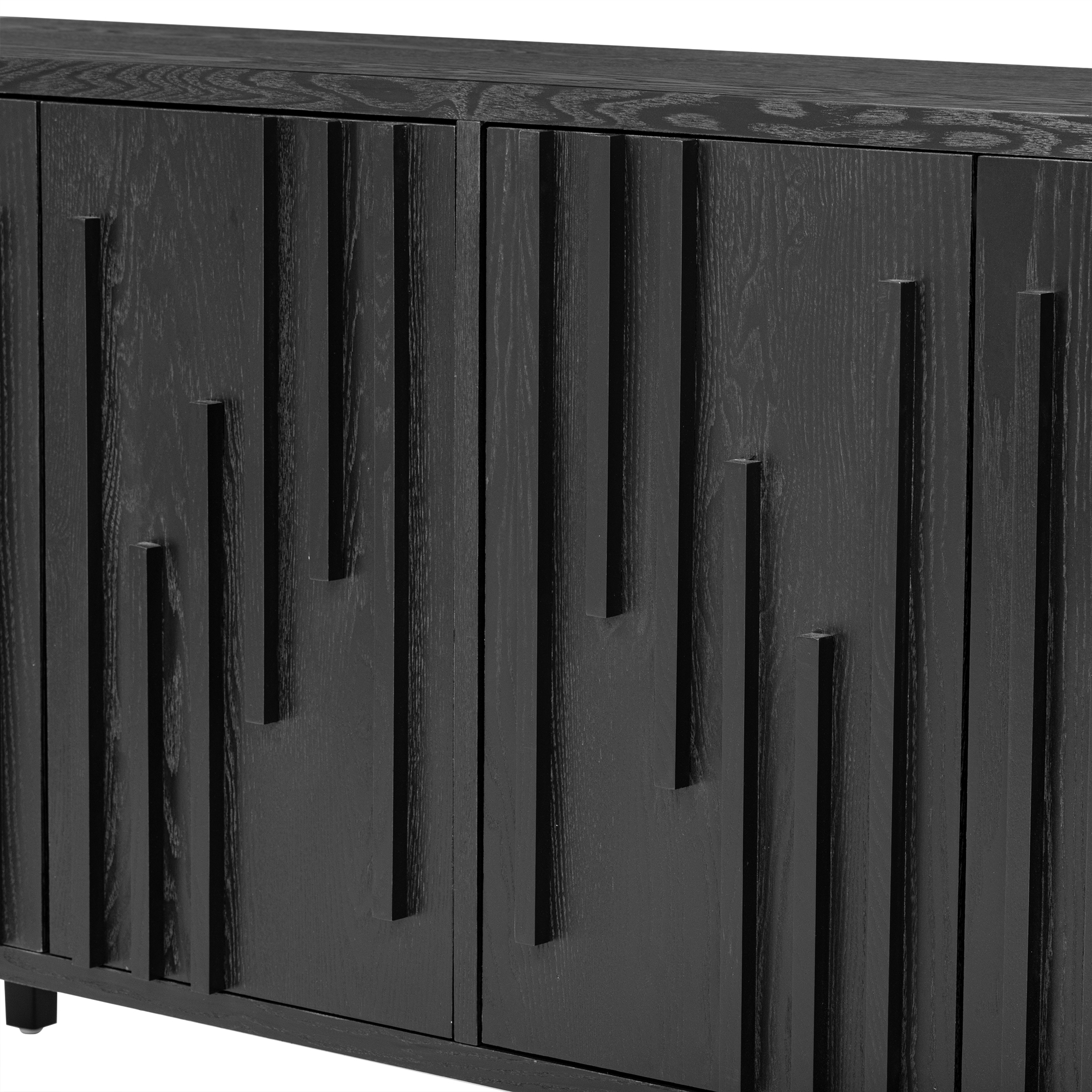 Euroco 59.8" Sideboard Buffet Cabinet,Wood Farmhouse Kitchen Cabinet TV Stand with Storage for Living Room,Hallway,Dining Room,Black