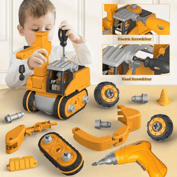 Take Apart Construction Trucks Toys, Construction Vehicle Toys Educational Toys for Kids Boys Girls Children Birthday
