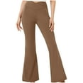 thumbnail image 4 of Dyegold Stretchy Flare Leggings for Women Vintage Leopard Print Wide Leg High Waisted Yoga Pants Boho Stretchy Casual Trouser, 4 of 7