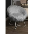 thumbnail image 4 of BirdRock Home Grey Faux Fur Papasan Chair with Silver Legs, 4 of 7