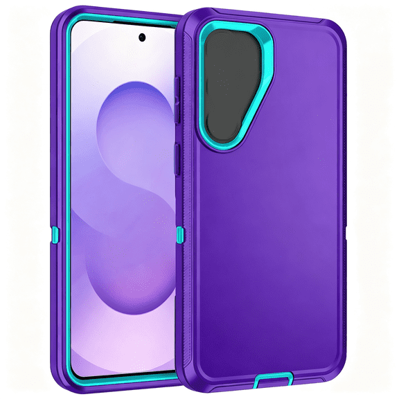 RLESO for S26 Plus Case [Shockproof] [3-Layer][Military-Grade] Full Body Protection Rugged Heavy Duty Cover Case for S26  5G,Purple/Turquoise