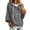 Gray, variant on Womens Loose Hooded Tops Fashion Waffle Knit Sweaters 3/4 Length Sleeve Drawstring Pullover Autumn Shirts White S