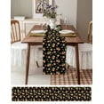 thumbnail image 3 of Summer Peach Pink Flower on Black Table Runner-70 Inch Long Green Leaves Table Runners Linen Burlap Tablerunner for Kitchen Dining Room Holiday Party, 3 of 9