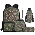 thumbnail image 2 of Bulopur Duck Camo Brown Bow Kids Backpack Set 5 Pcs Rugged Outdoor Book Bag with Lunch Bag, Pencil Case, Water Bottle Cover and Wrist Strap for Girls Ages 6 to 12, 2 of 8
