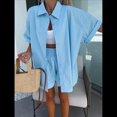 thumbnail image 4 of Conjunto de 2 Piezas de con Botones y Corta para Mujer, Ideal para Vacaciones de Verano y Estar en Casa. Azul XL, 4 of 10