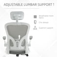 thumbnail image 6 of Vinsetto High Back Mesh Chair, Home Office Task Computer Chair with Adjustable Height, Lumbar Back Support, Headrest, and Arms, Gray, 6 of 9