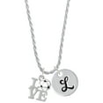 thumbnail image 1 of Delight Jewelry Love with Soccer Ball Silvertone Script Initial Disc - L - Charm Necklace, 20"+3", 1 of 4