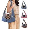 thumbnail image 3 of Bolso cruzado para mascotas con un hombro para perro y gato, bolso portátil de viaje de malla transpirable para gato, 3 of 5