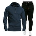 thumbnail image 4 of Timoontee Men's Zip Up Sweatshirts 2 Piece Tracksuit Set Outfit Long Sleeve Hoodies with Drawstring Elastic Waist Sweatpants Relaxed Fit Casual Clothes Navy S, 4 of 8