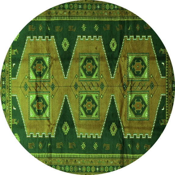 Ahgly Company Indoor Round Persian Green Traditional Area Rugs, 3' Round