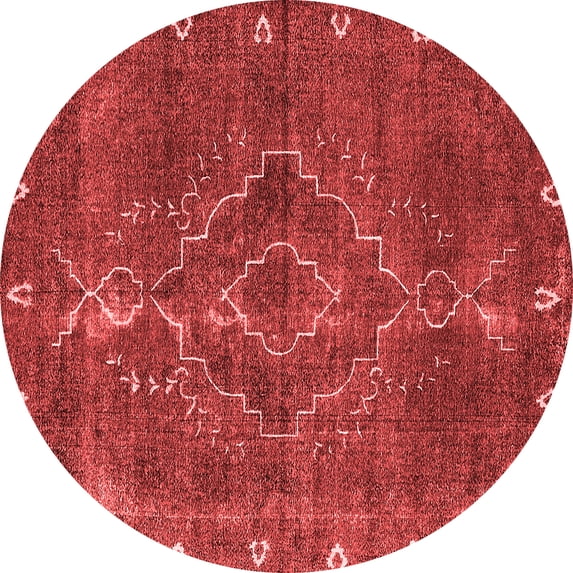 Ahgly Company Indoor Round Oriental Red Industrial Area Rugs, 8' Round
