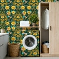 thumbnail image 4 of Peel and Stick Wallpaper Vibrant Yellow Floral Butterflies Dark Green Wall Mural 17.7in x 9.8ft Self Adhesive Removable Wall Paper Renter Friendly Wallpaper for Nursery Bedroom Cabinets, 4 of 8