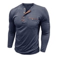 thumbnail image 4 of Tisuna Men Autumn T-Shirts Stretch Henley Neck Tops Men Solid Outfits For Work Office Size L, 4 of 7