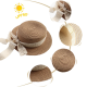 thumbnail image 3 of Hukapapa Circunferencia de la cabeza 48-51 cm sombrero de copa para niños sombrero de paja encaje con parte superior plana sombrero de paja sombrero para el sol para niños verano Color café claro, 3 of 5