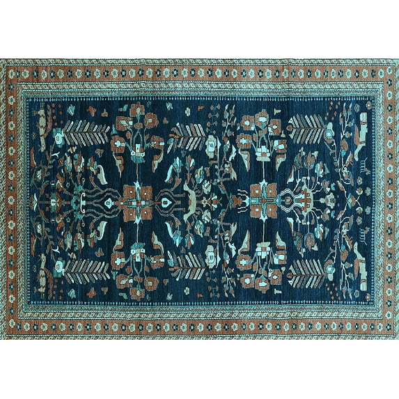 Ahgly Company Indoor Rectangle Oriental Light Blue Industrial Area Rugs, 5' x 8'