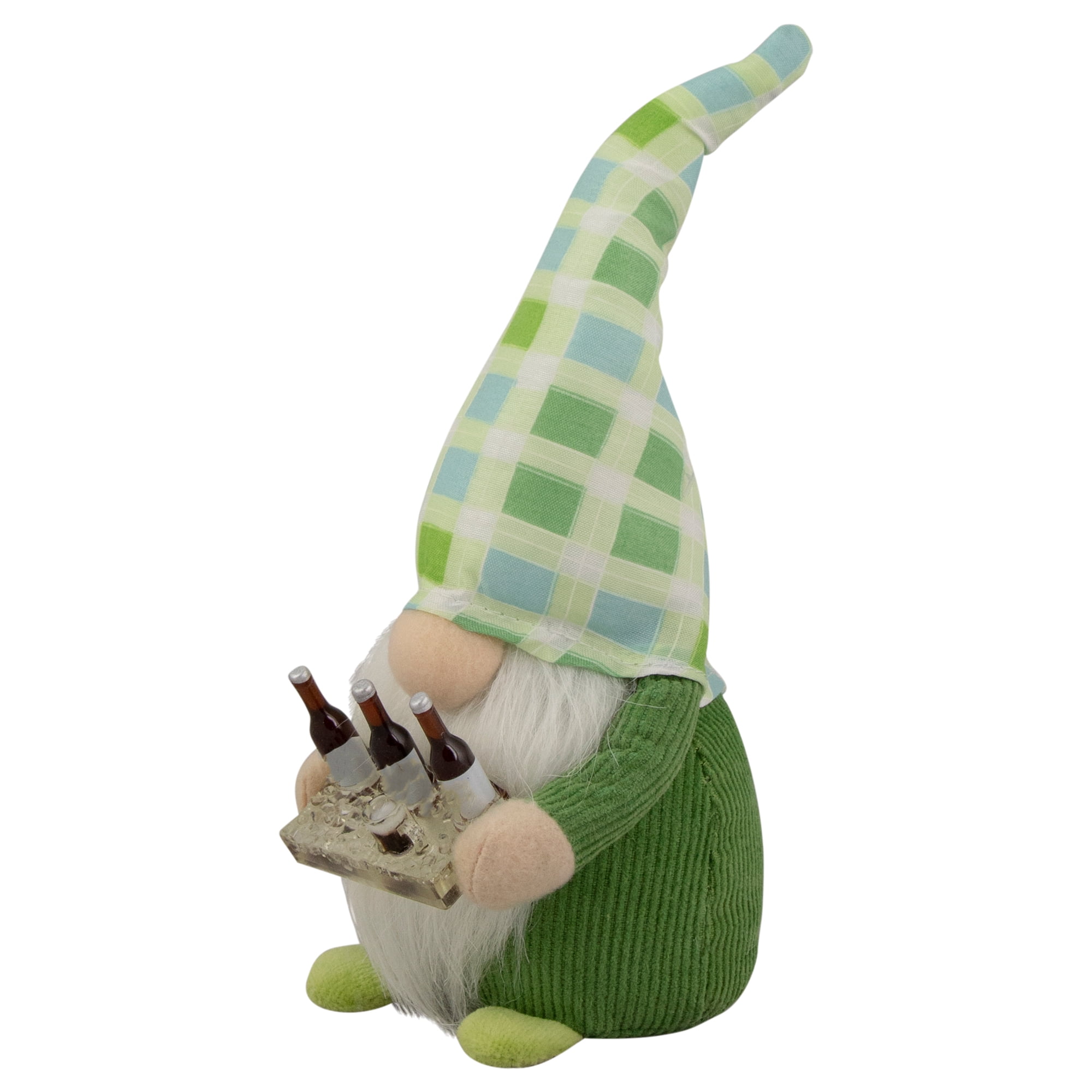 Northlight 9" Green and Blue Plaid Springtime Gnome