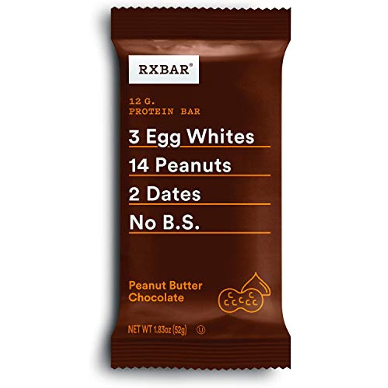 Rxbar, Peanut Butter Chocolate, Protein Bar, 1.83 Ounce (Pack Of 12