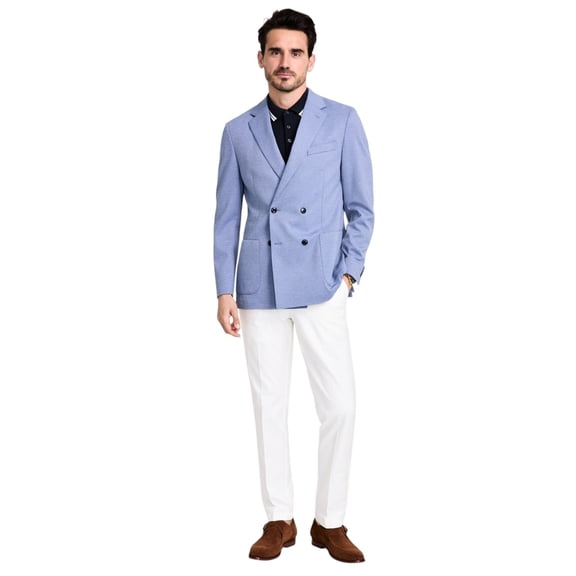 Michael Kors Mens Classic fit Double Breasted Sport Coat Blazer 52 R Blue Solid