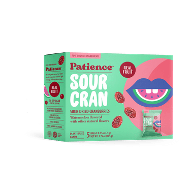 Patience SourCran Dried Cranberry Fruit Snack, Watermelon Flavor, .75 oz, 5 Count