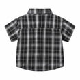 thumbnail image 3 of FINALGANG Boys Kids Plaid Button Down Shirt With Spread Collar Short Sleeve Labeled Bust Pocket Casual Fit Top For Kids Daily Wear School Activities Casual Outings Classic Top, 3 of 9
