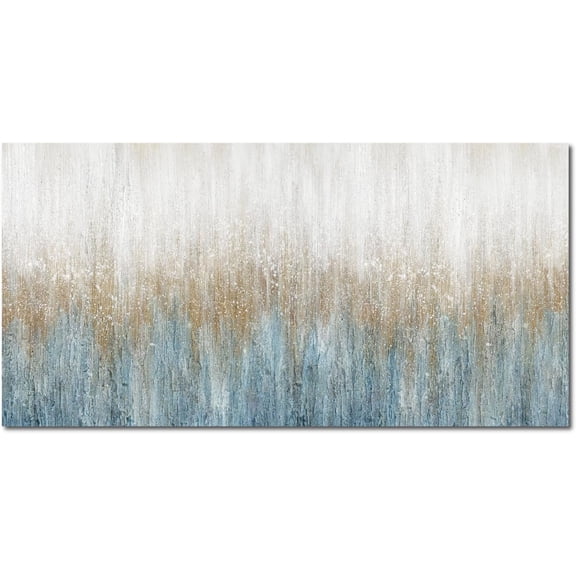 WFSposterAbstract Wall Art Modern Paintings Wall Decor 30" x 60" Blue Gold and White Large Artwork for Living Room Bedroom Kitchen Office