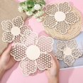 thumbnail image 3 of 4 PCS Boho Wooden Hollow Flower Pendant Flower Carved Design Wall Hanging Art Woven Rattan Texture Wall Sign Decoration for Home Office Garden Restaurant Living Room Bedroom DIY, 3 of 6