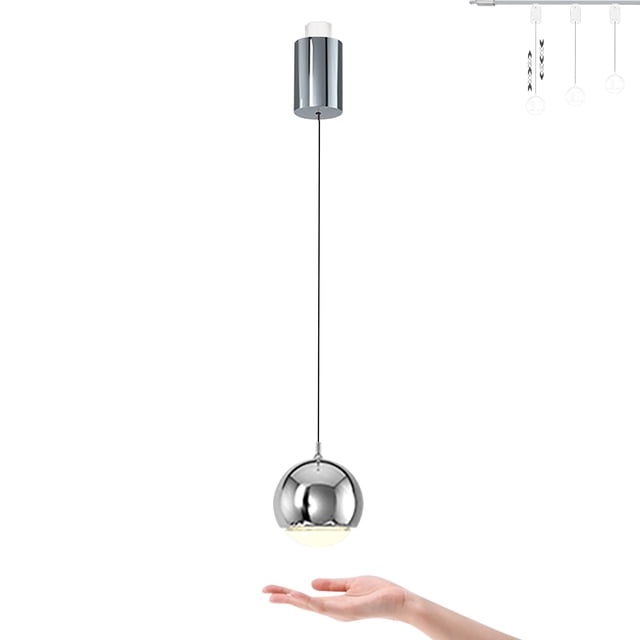 FSLiving Lampe de Pendaison Réglable en Hauteur Type J Rétractable avec Contrôle à Main 7W Gradation Continue Lampe d'Intérieur Sans Hauteur, Argent Brillant - 1 Pack