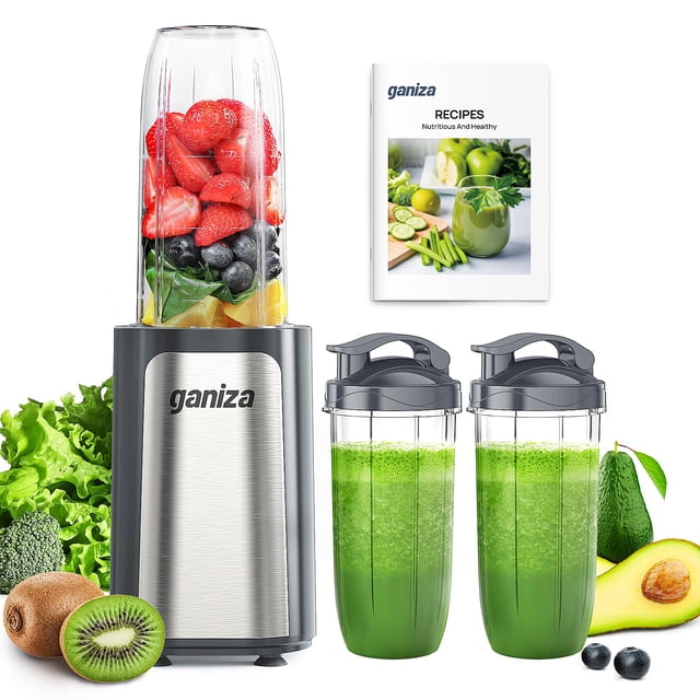 Batidora de batidos Ganiza GB06 900 W, 14 unidades con 3 tazas de 700 ml, color gris